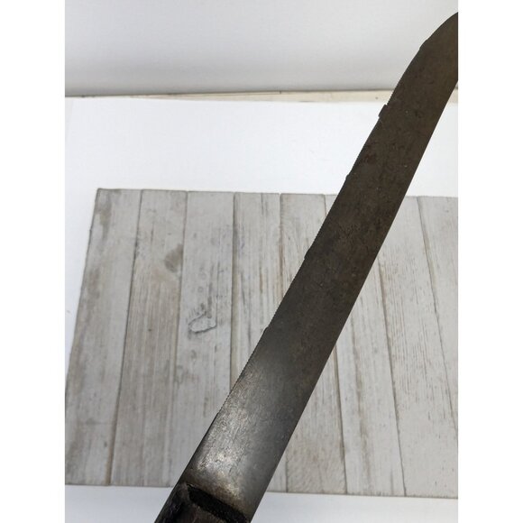 Vintage Carbon Steel Slicing Carving Knife 7-1/2" Blade - 12" Length Serrated - Picture 5 of 13
